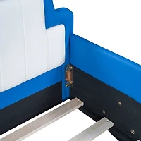 Simplie Fun Twin Race Car-Shaped Platform Bed With Wheels, Red