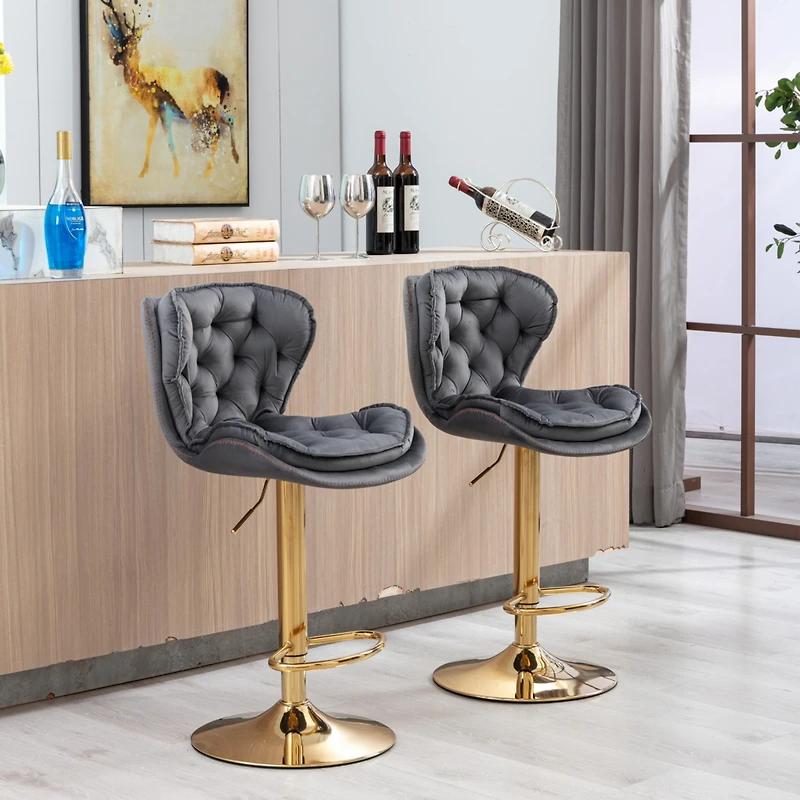 Streamdale Chrome Swivel Bar Stools with Adjustable Lift