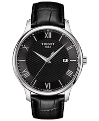 Tissot Men's Swiss Tradition Black Leather Strap Watch 42mm