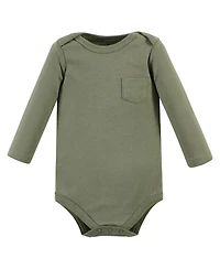 Hudson Baby Boys Unisex Soft Cotton Long-Sleeve Bodysuit 5Pk