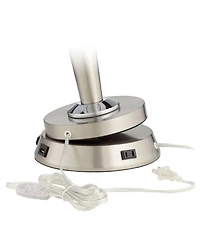 360 Lighting 1 3/4" High Lamp Base Universal Charging Usb-Outlet Workstation Silver Nickel Finish Metal Living Room Charging