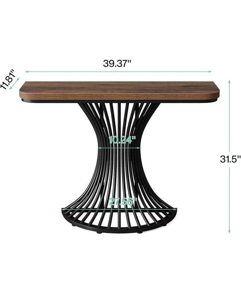 Tribesigns Console Table, Industrial Entryway Table with Geometric Metal Base, 39-Inch Small Sofa Accent Table for Entrance, Living Room, Hallway, Rus