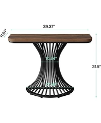 Tribesigns Console Table, Industrial Entryway Table with Geometric Metal Base, 39-Inch Small Sofa Accent Table for Entrance, Living Room, Hallway, Rus