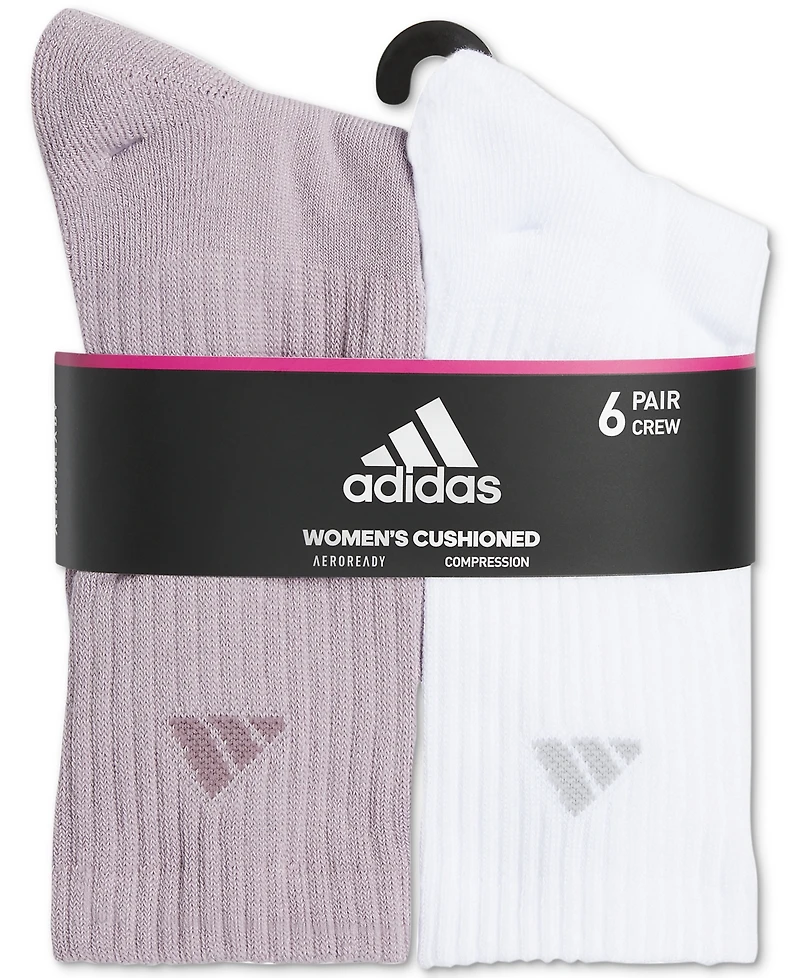adidas Women's Athletic Cushioned Crew Socks, Pack of 6
