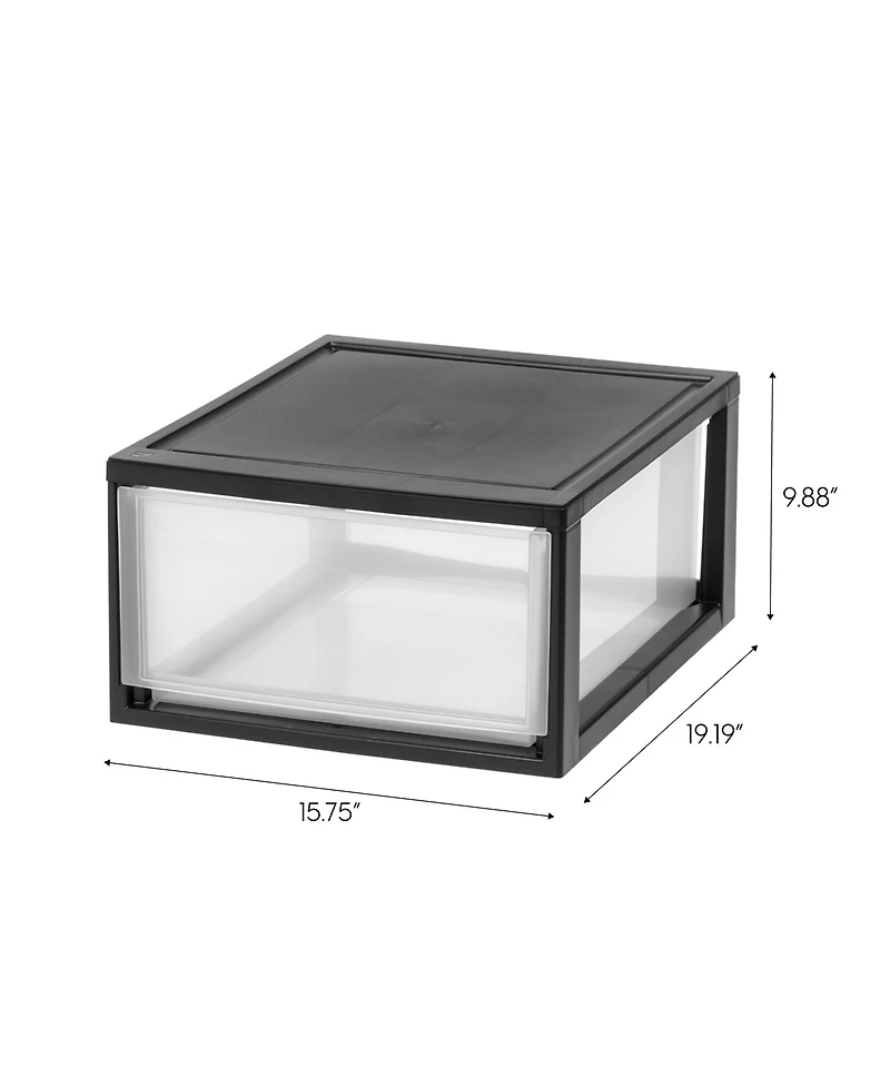 Iris Usa 30 Qt. Stackable Storage Drawer, 2 Pack, Plastic Drawer Organizer with Clear Doors for Pantry, Bedroom, Closet, Kitchen, Under-Sink