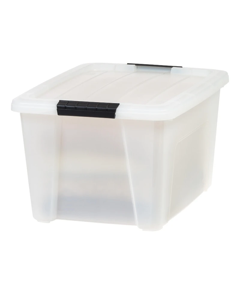 Iris Usa 8 Pack 33 Quart Stackable Plastic Storage Bins with Lids and Latching Buckles, Pearl, Containers with Lids and Latches
