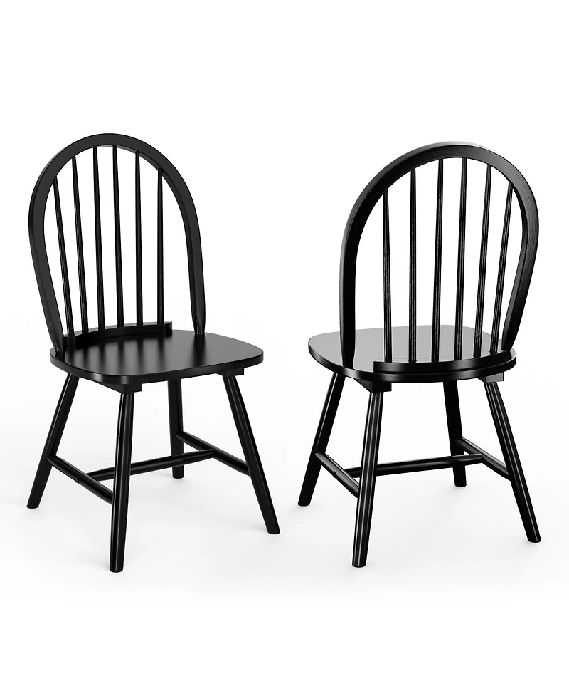 Set of 2 Windsor Dining Chairs with Spindle Backrest Vintage Wood Finish