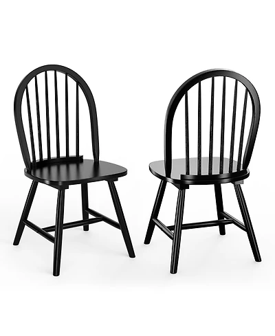 Set of 2 Windsor Dining Chairs with Spindle Backrest Vintage Wood Finish