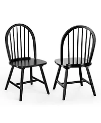 Set of 2 Windsor Dining Chairs with Spindle Backrest Vintage Wood Finish