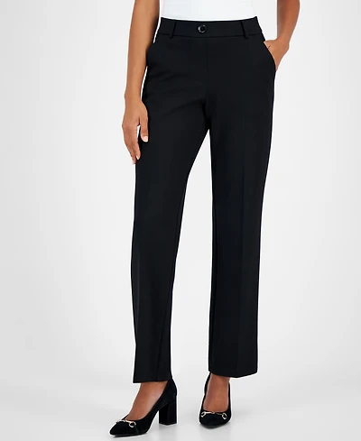 Kasper Women's Mid-Rise Pull-On Straight-Leg Pants, Regular & Petite