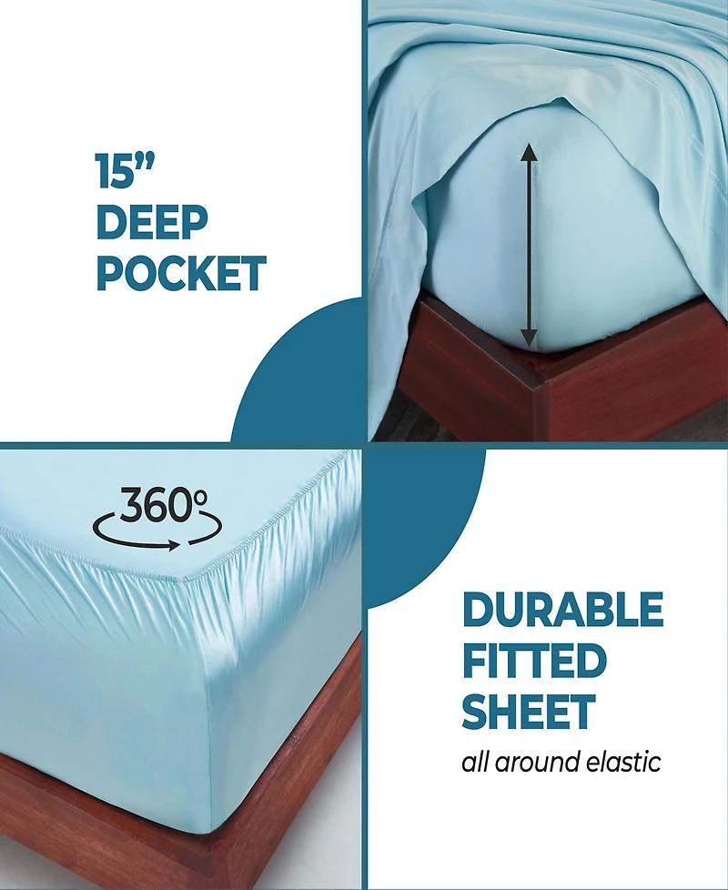 Superior Modal From Beechwood 400 Thread Count Lightweight Cooling Solid Deep Pocket Bed Sheet Set, King