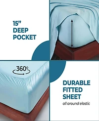 Superior Modal From Beechwood 400 Thread Count Lightweight Cooling Solid Deep Pocket Bed Sheet Set, King