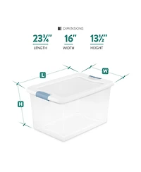 Sterilite 64 Qt Clear Plastic Stackable Storage Bin w/ White Latch Lid, (6 Pack)