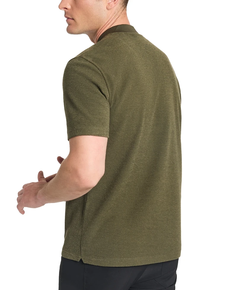Kenneth Cole Men's Textured-Knit Bomber-Collar Performance Henley