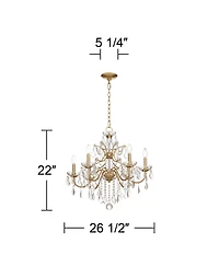 Vienna Full Spectrum Magrite Gold Hanging Chandelier Lighting 26 1/2" Wide French Clear Crystal Curved Arm 6-Light Fixture Dining Room House Foyer Ent