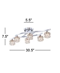 Possini Euro Design Modern Ceiling Light Semi Flush Mount Fixture 30 1/2" Wide Chrome 6-Light Clear Glass Crystal Cube Shades for Bedroom Kitchen