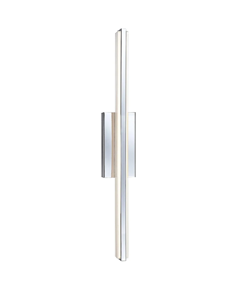 Possini Euro Design Modern Wall Light Led Chrome Hardwired 31 1/4" Wide Light Bar Fixture White Glass for Bathroom Vanity Mirror
