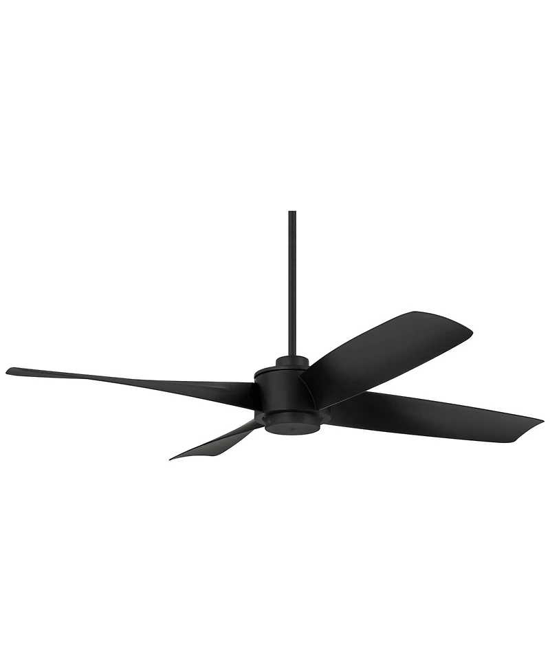 56" Casa Vieja Modern Industrial Outdoor Ceiling Fan with Remote Control Black Damp Rated for Patio Exterior House Home Porch
