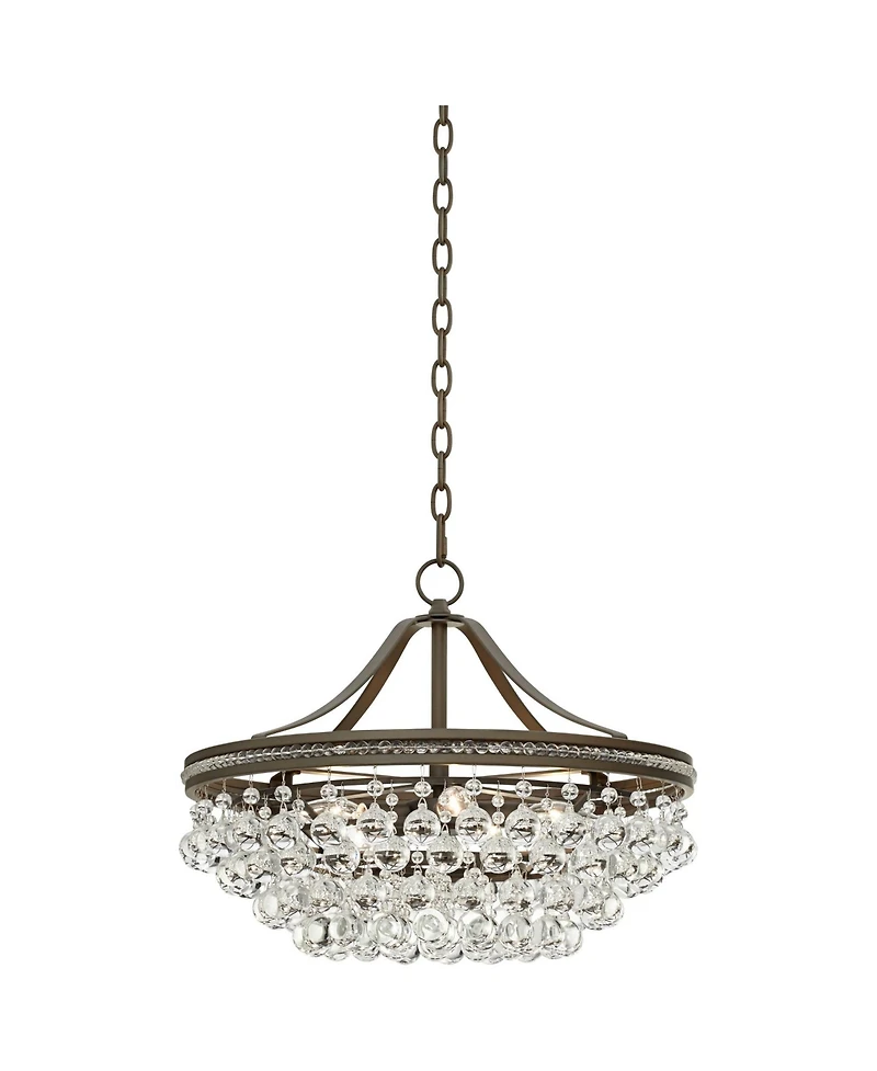 Vienna Full Spectrum Wohlfurst Bronze Pendant Chandelier 20 1/4" Wide Clear Crystal 5-Light Fixture for Dining Room House Foyer Kitchen Island Be