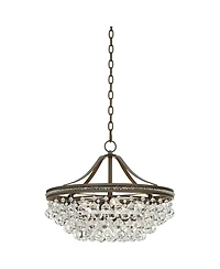 Vienna Full Spectrum Wohlfurst Bronze Pendant Chandelier 20 1/4" Wide Clear Crystal 5-Light Fixture for Dining Room House Foyer Kitchen Island Be