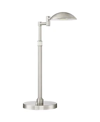 Possini Euro Design Eliptik Modern Desk Table Lamp 24 1/2" High Satin Nickel Led Swing Arm Adjustable Height for Bedroom Living Room Nightstand O