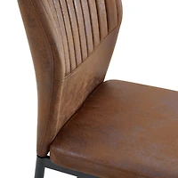 Luxury Brown Fabric Dining Chairs (Set of 6) Black Legs
