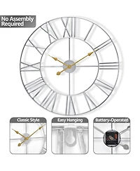 Sorbus Large Wall Clock for Living Room Decor - Roman Numeral Kitchen 16 inch Decorative (Gold)