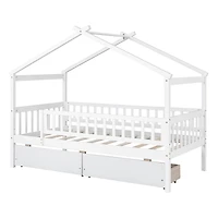 Streamdale Twin Wooden House Bed With Two Drawers