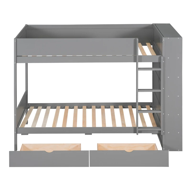 Streamdale Twin Over Bunk Bed With 2 Drawers And Multilayer Cabinet