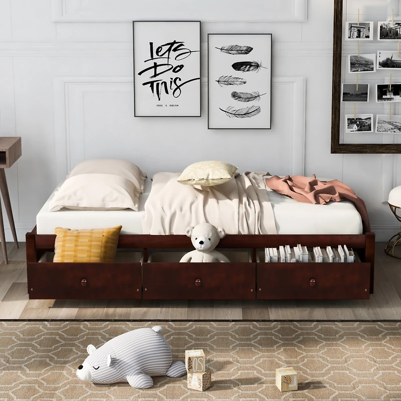 Streamdale Twin Platform Storage Bed With 3 Drawers
