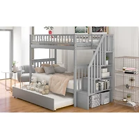 Streamdale Twin Over Twin Bunk Bed With Trundle And Storage