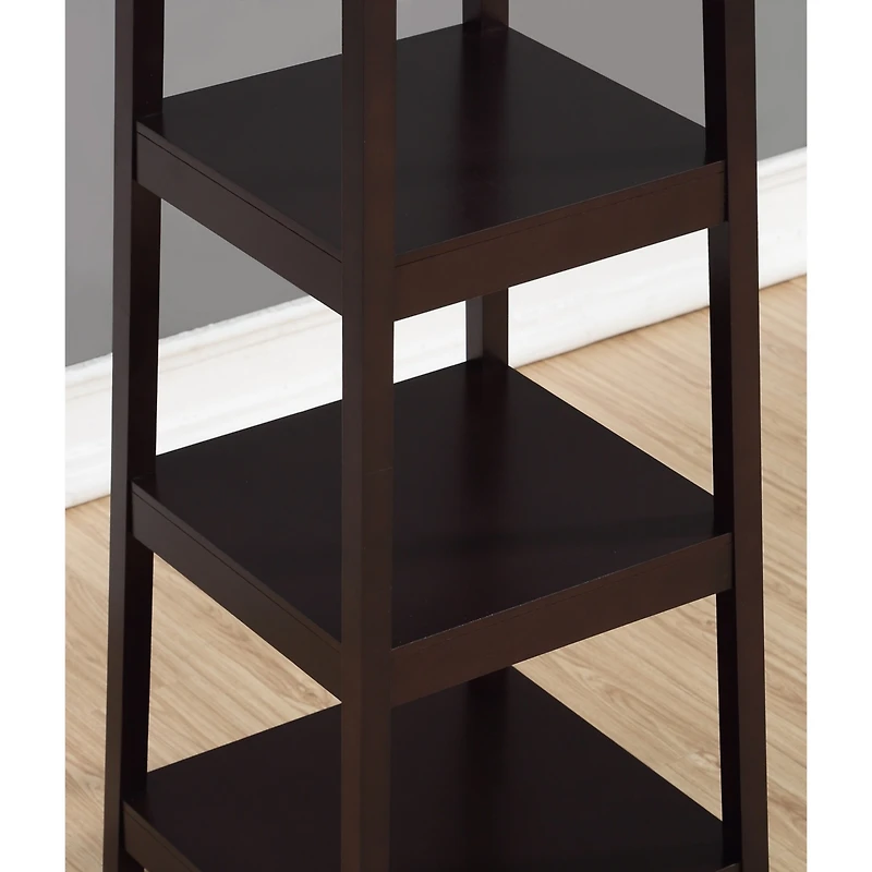Coat Rack w/ 3-Tier Storage Shelves in Espresso Finish