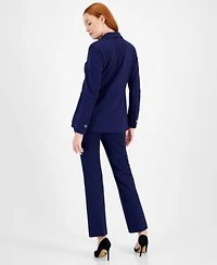 Anne Klein Womens Faux Double Breasted Jacket Pleated Top Pull On Pants