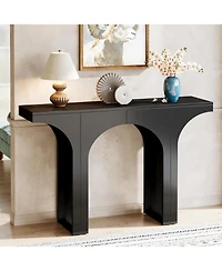 Tribesigns 47 Inches Console Table, Black Entryway Table, Modern Hallway Table, Sofa Table with Arch Base, Unique Foyer Table, Behind Couch Table, Woo