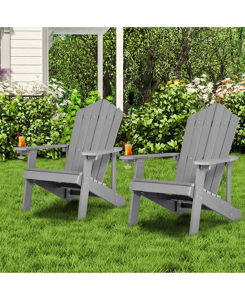 Slickblue Weather Resistant Hips Outdoor Adirondack Chair with Cup Holder