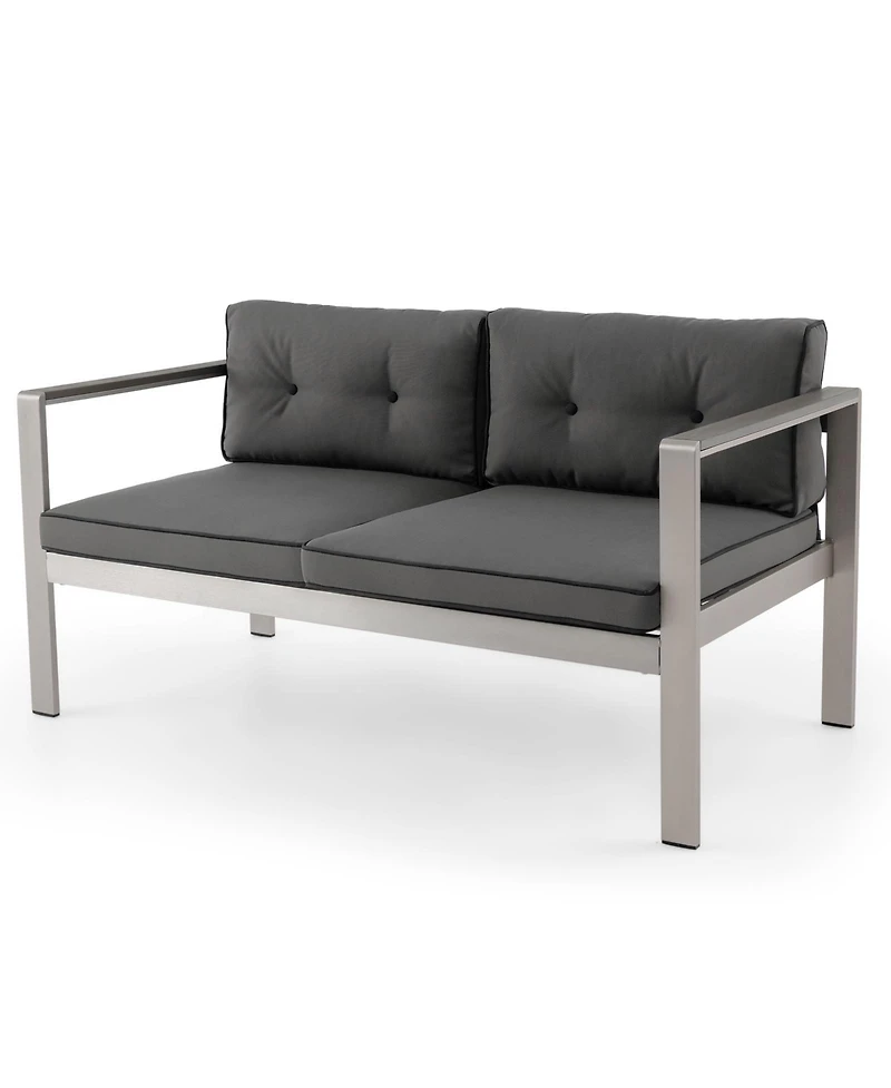 Slickblue Contemporary 2-Person Sofa Chair with Wpc Armrests for Balcony Backyard Porch