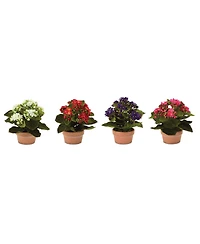 Slickblue Set of 4 Kalanchoe Plants with Pots-7 Inches High, Lifelike Artificial Flowers in Stylish Containers for Home Decor