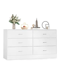 Sugift 6 Drawer White Dresser for Bedroom Versatile Chests of Drawers