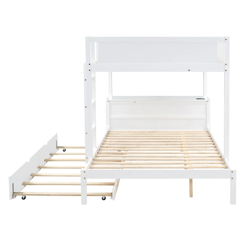 Streamdale Full/Full Bunk Bed with Trundle, Desk, and Storage