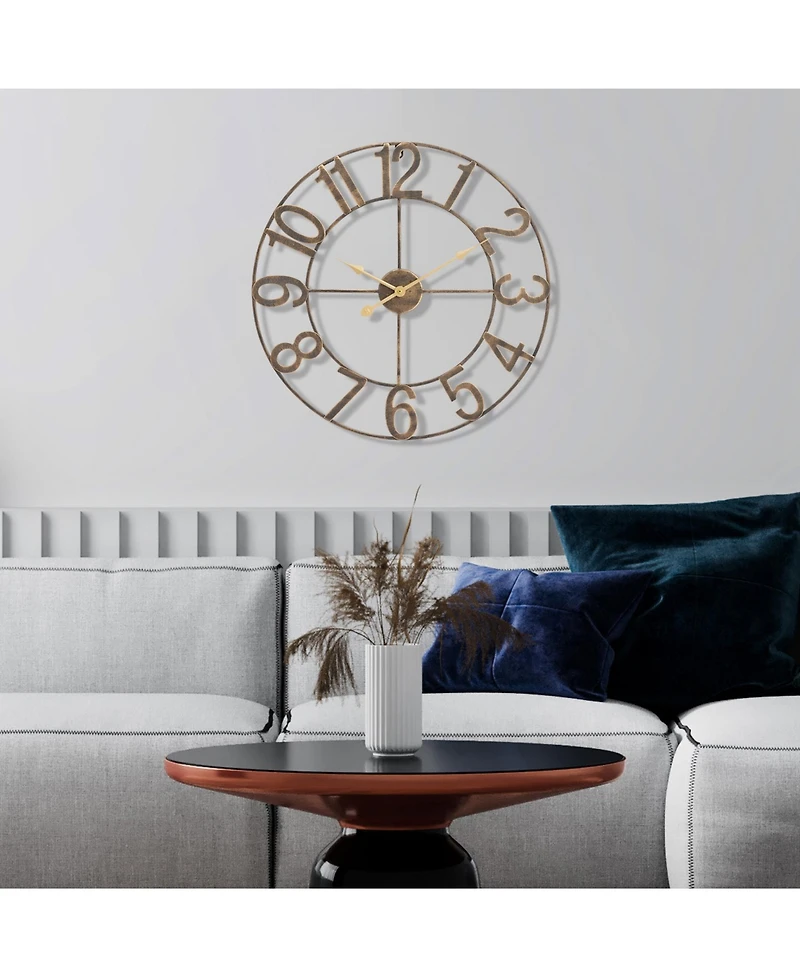 Sorbus Large Wall Clock for Living Room Decor - Numeral Kitchen 24 inch Decorative (Gold)