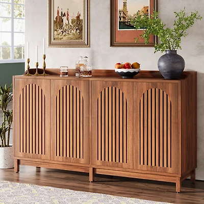 Tribesigns Sideboard Buffet Cabinet, 57" Farmhouse Storage Cabinet with Shutter Doors and Adjustable Shelf, Freestanding Storage Cabinet for Dining Ro