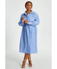 Quiz Women's Plus Stripe Tie Waist Collar Detail Midi Dress