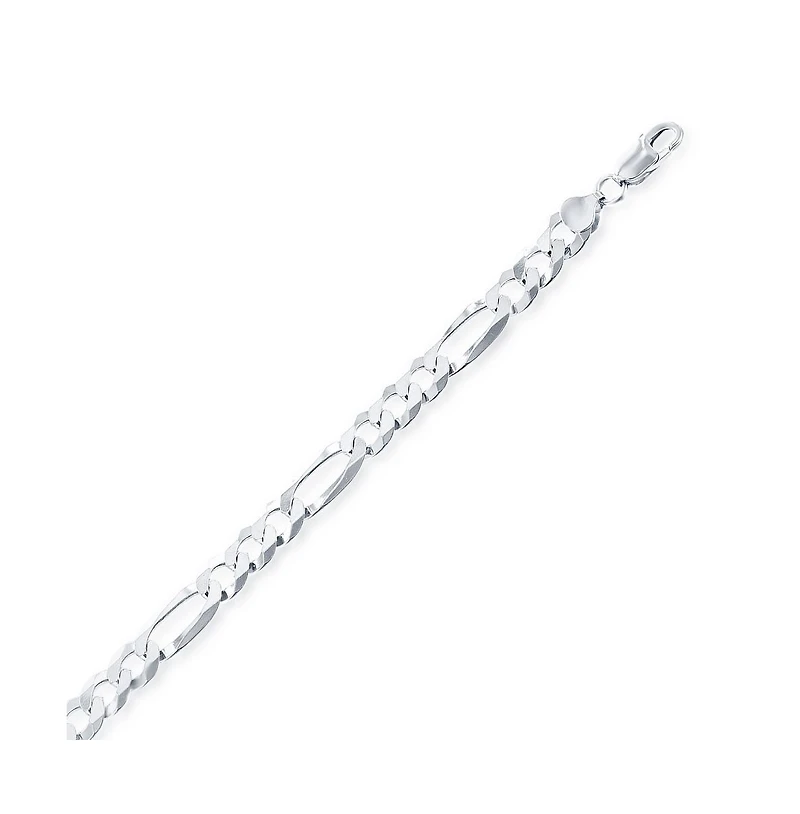 Simona Sterling Silver 5.8mm Figaro Chain -Rohdium Plated