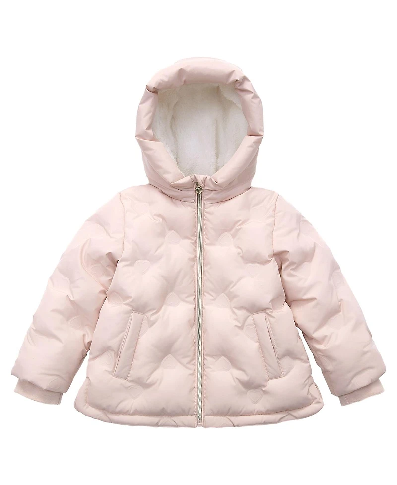 Rokka&Rolla Toddler Girls Fleece Lined Heart Puffer Jacket 2T-5T