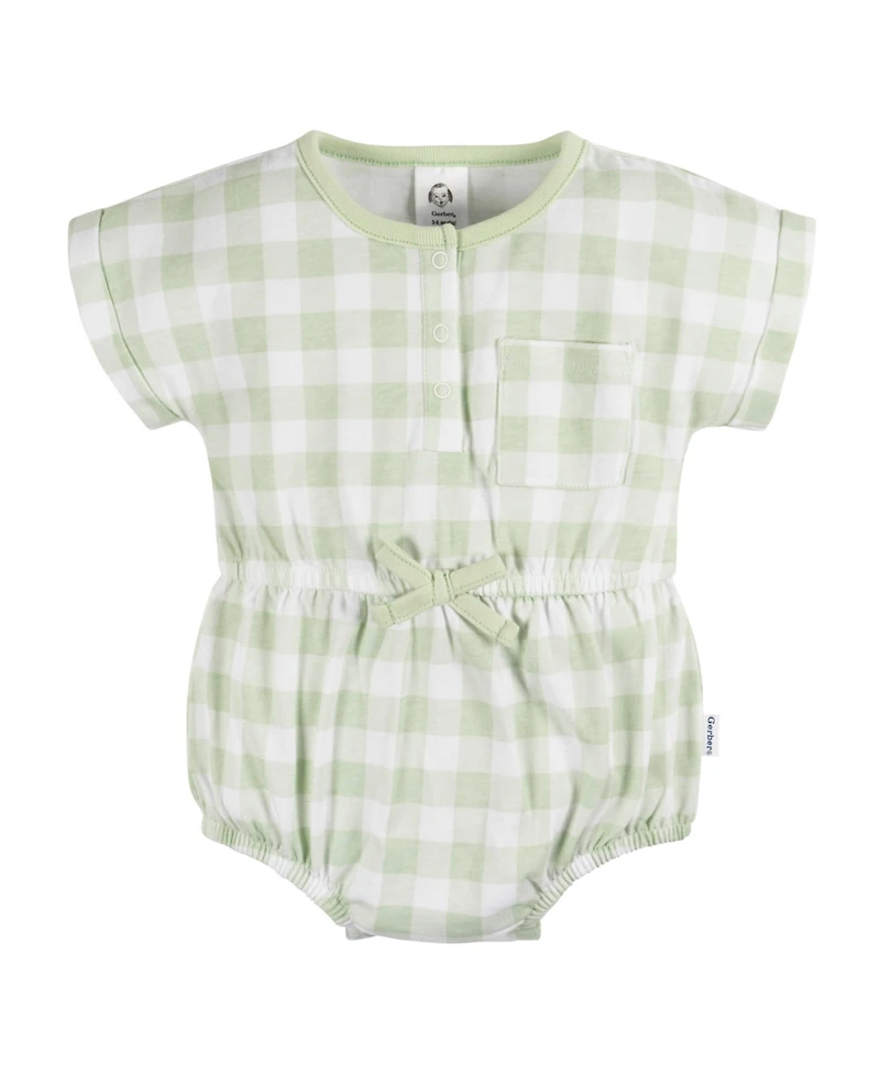 Gerber Baby Girls Sleeveless and Short Sleeve Romper, 2 Pack