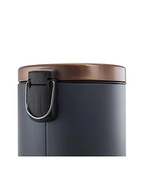 Elama 12 Liter Stylish Grey and Copper Soft Pedal Office, Kitchen and Bathroom Trash Bin