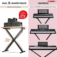 5 Core Piano Stand Double Braced Adjustable Keyboard Stands Metal X Style On Stage Keyboard Seat Durable & Sturdy Easy To Assemble - Ks 2X Blk