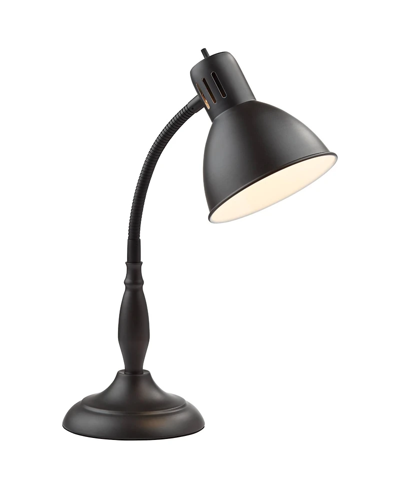 360 Lighting Breck Desk Table Lamp 17" High Dark Bronze Metal Adjustable Gooseneck Arm for Bedroom Bedside Nightstand Office Kids Family House Ho