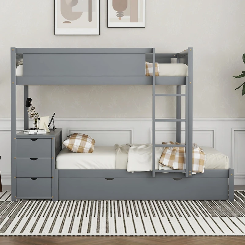 Streamdale Full/Full Bunk Bed with Trundle, Desk, and Storage
