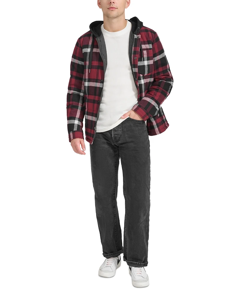 Levi's Men's Plaid Quilted Hooded Shirt Jacket